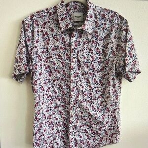 Old Navy Men's Floral Button Down Shirt - Red and Blue